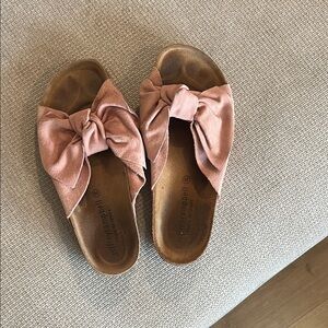 Jeffrey Campbell Women’s Bow Slide Sandals in Dusty Pink